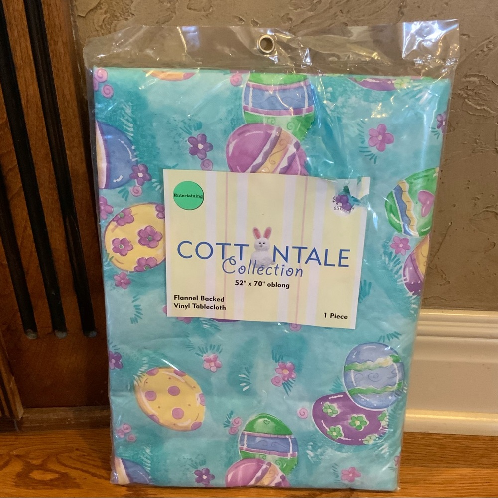 Tablecloth Easter Cotton tale Eggs Floral Oblong 52 X 70 New #EL